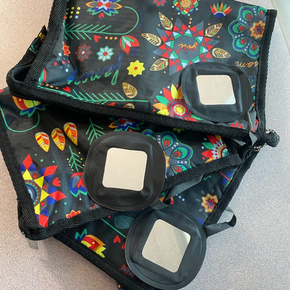 Donna Moore DM Cosmetic zippered Make Up Bag with mirror Unisex set of 3 - Picture 7 of 10